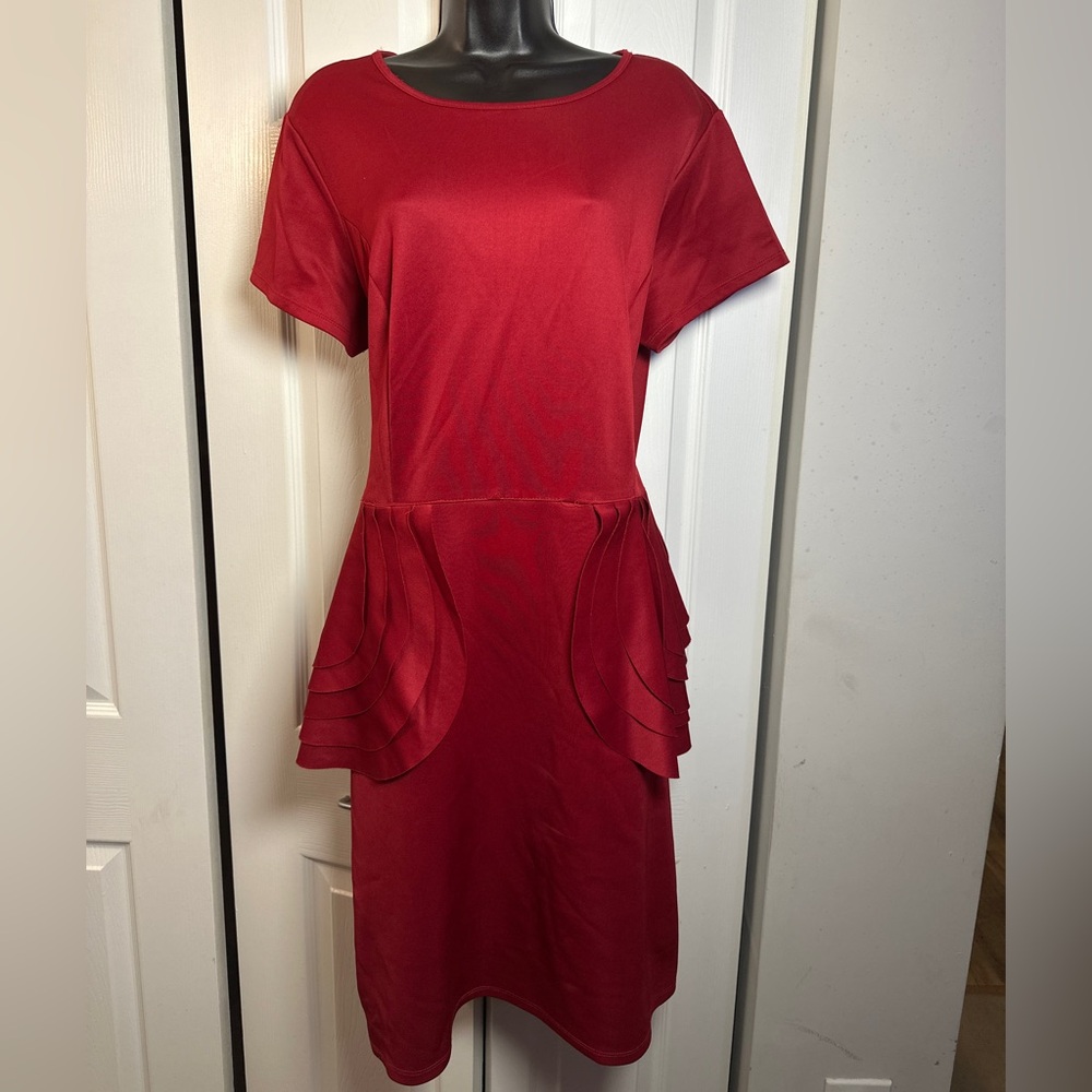 Ashley Stewart - *Plus Size* Red midi peplum dress - Size 18/20